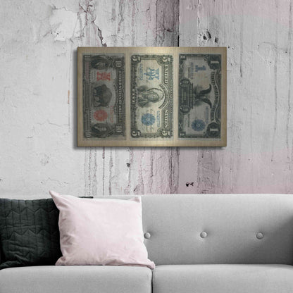Luxe Metal Art 'Antique Currency VI' by Vision Studio Metal Wall Art,36x24
