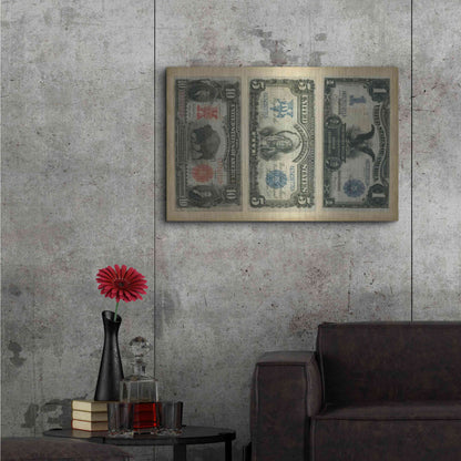 Luxe Metal Art 'Antique Currency VI' by Vision Studio Metal Wall Art,36x24