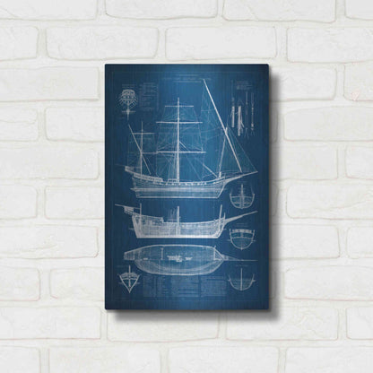 Luxe Metal Art 'Antique Ship Blueprint I' by Vision Studio Metal Wall Art,12x16