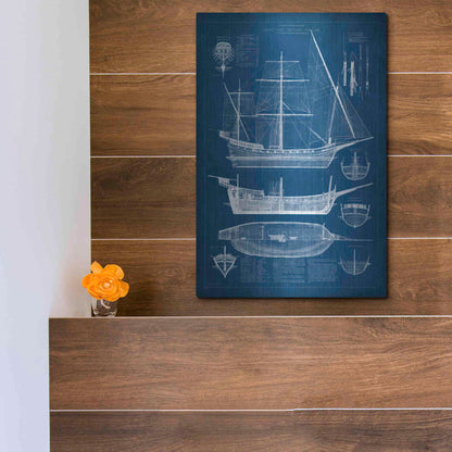 Luxe Metal Art 'Antique Ship Blueprint I' by Vision Studio Metal Wall Art,12x16
