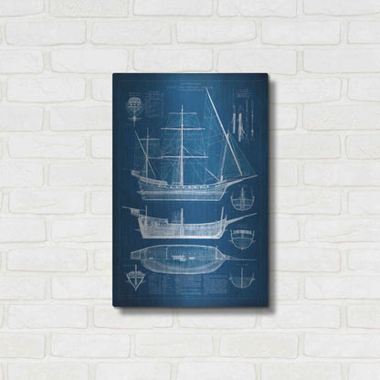Luxe Metal Art 'Antique Ship Blueprint I' by Vision Studio Metal Wall Art,16x24