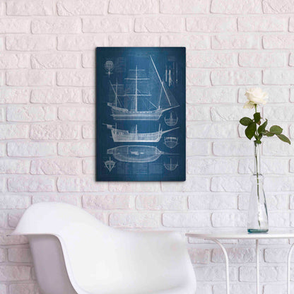 Luxe Metal Art 'Antique Ship Blueprint I' by Vision Studio Metal Wall Art,16x24