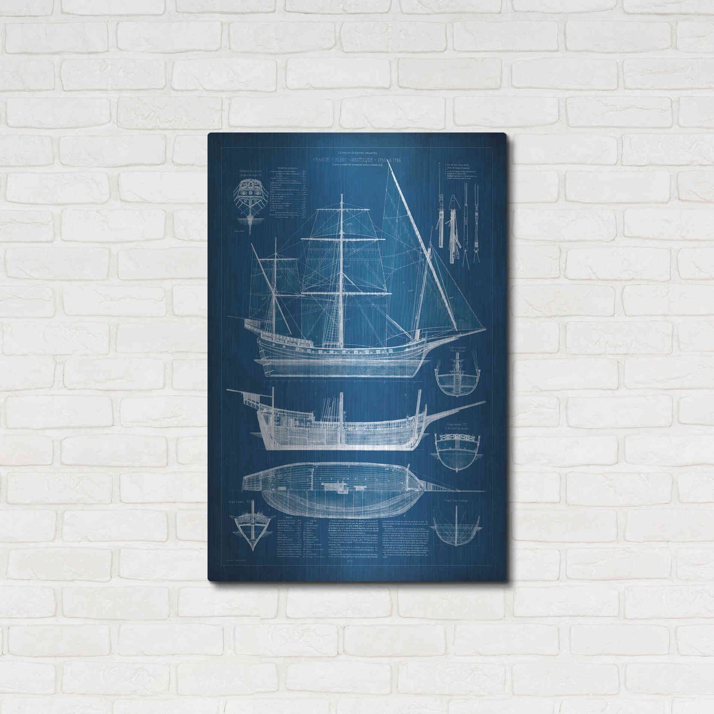 Luxe Metal Art 'Antique Ship Blueprint I' by Vision Studio Metal Wall Art,24x36