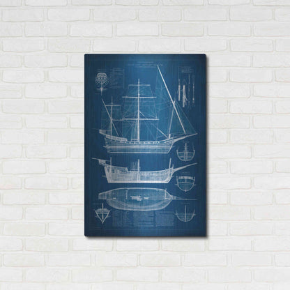 Luxe Metal Art 'Antique Ship Blueprint I' by Vision Studio Metal Wall Art,24x36