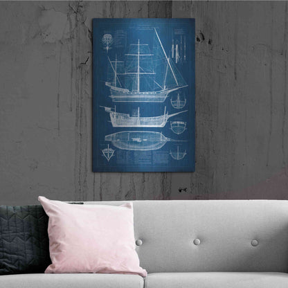 Luxe Metal Art 'Antique Ship Blueprint I' by Vision Studio Metal Wall Art,24x36