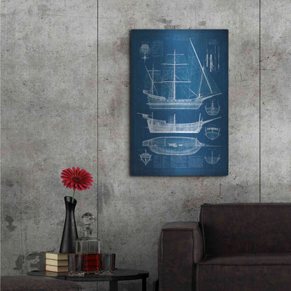 Luxe Metal Art 'Antique Ship Blueprint I' by Vision Studio Metal Wall Art,24x36