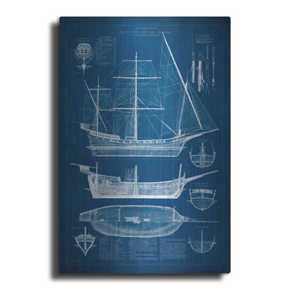 Luxe Metal Art 'Antique Ship Blueprint I' by Vision Studio Metal Wall Art