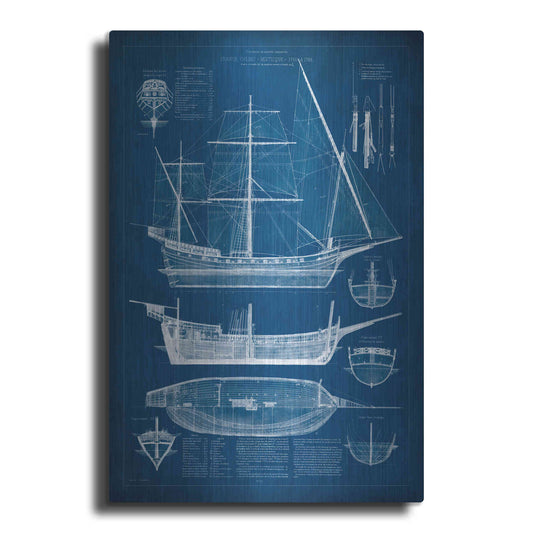 Luxe Metal Art 'Antique Ship Blueprint I' by Vision Studio Metal Wall Art