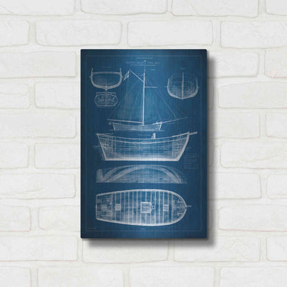 Luxe Metal Art 'Antique Ship Blueprint II' by Vision Studio Metal Wall Art,12x16