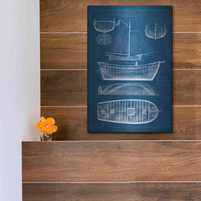 Luxe Metal Art 'Antique Ship Blueprint II' by Vision Studio Metal Wall Art,12x16