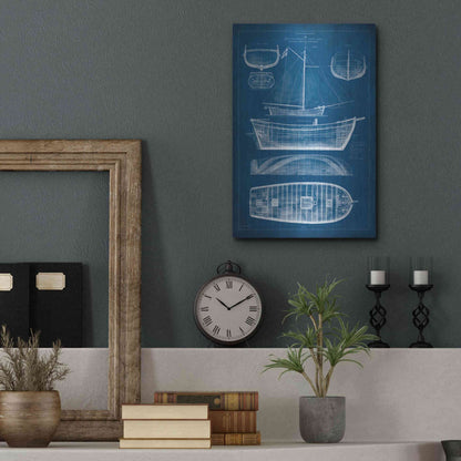 Luxe Metal Art 'Antique Ship Blueprint II' by Vision Studio Metal Wall Art,12x16