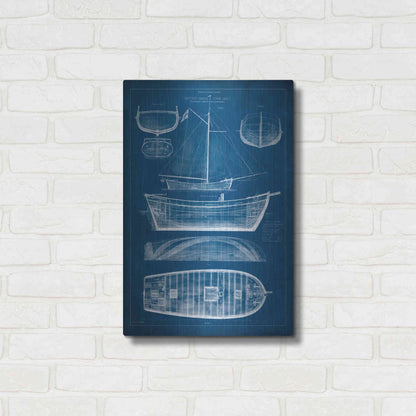 Luxe Metal Art 'Antique Ship Blueprint II' by Vision Studio Metal Wall Art,16x24