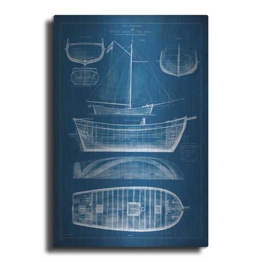 Luxe Metal Art 'Antique Ship Blueprint II' by Vision Studio Metal Wall Art