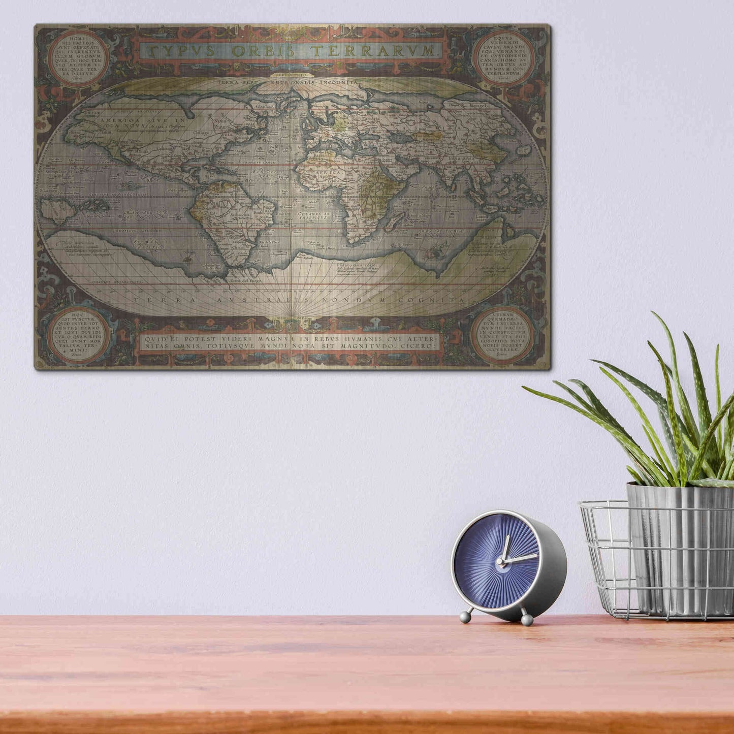 Luxe Metal Art 'Antique World Map 36x48' by Vision Studio Metal Wall Art,16x12
