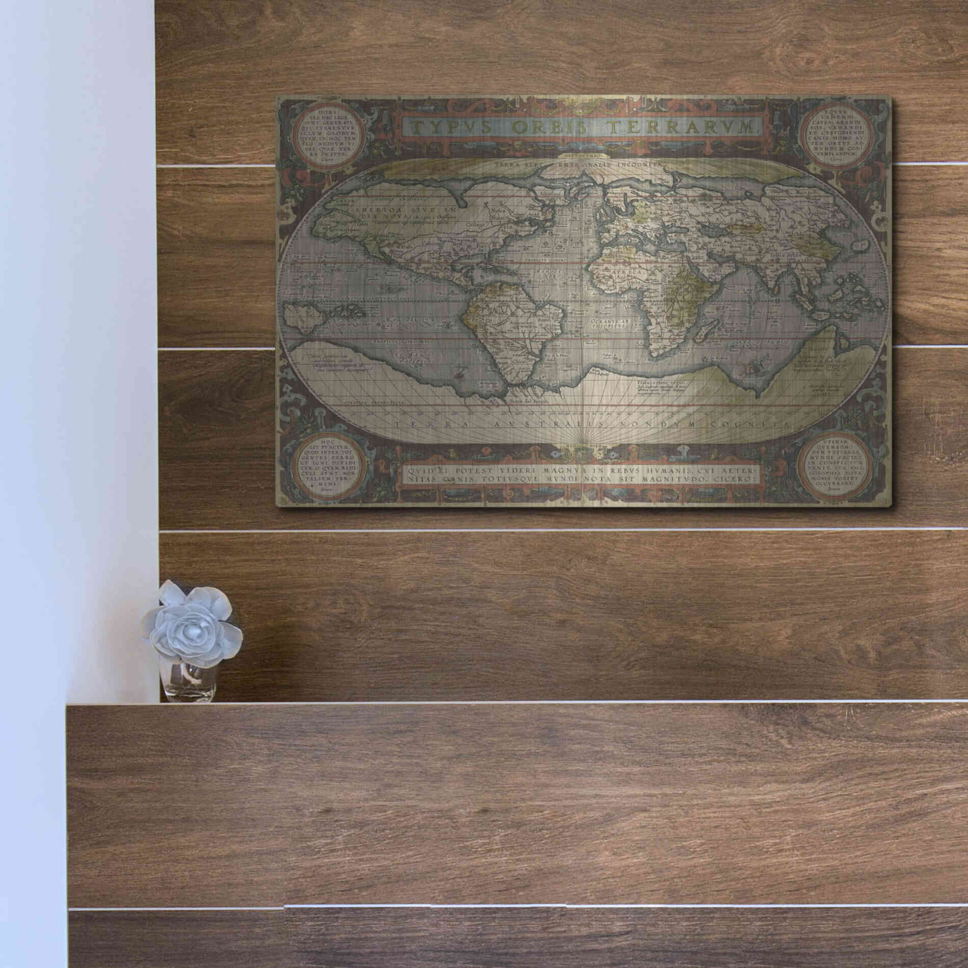 Luxe Metal Art 'Antique World Map 36x48' by Vision Studio Metal Wall Art,16x12