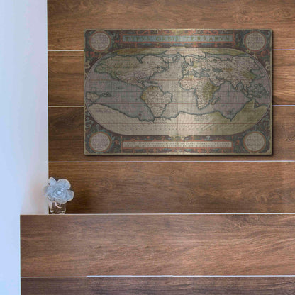 Luxe Metal Art 'Antique World Map 36x48' by Vision Studio Metal Wall Art,16x12