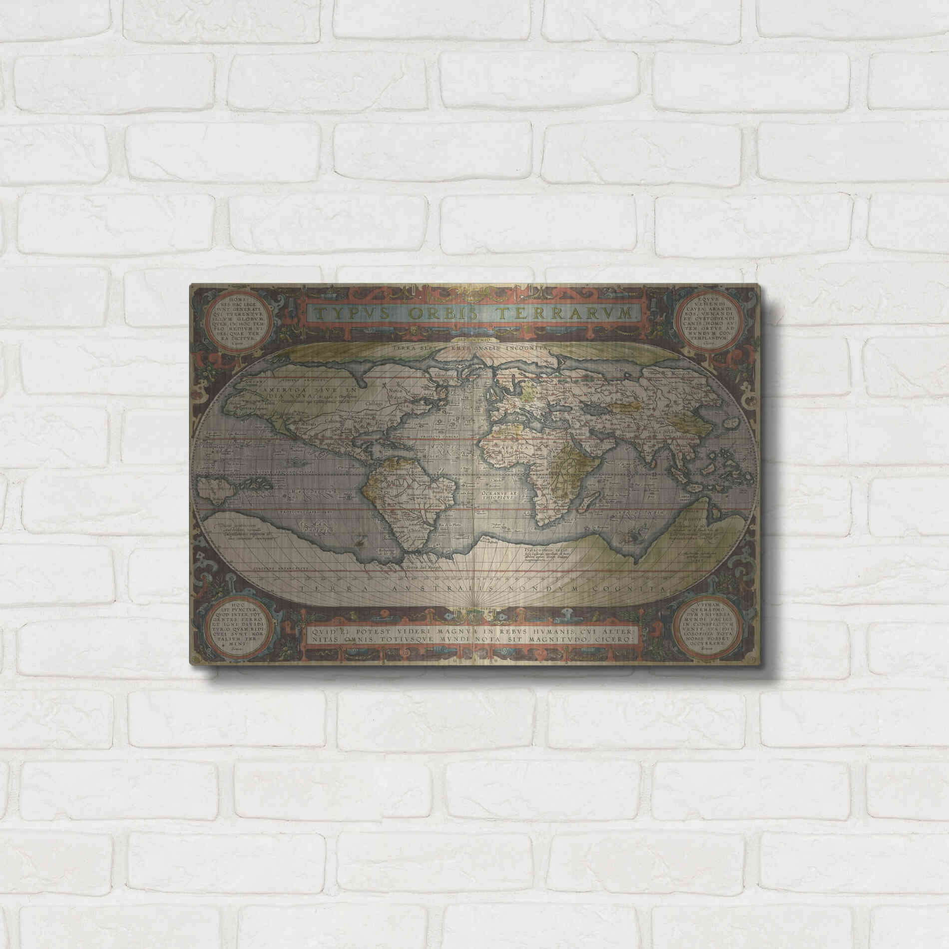 Luxe Metal Art 'Antique World Map 36x48' by Vision Studio Metal Wall Art,24x16