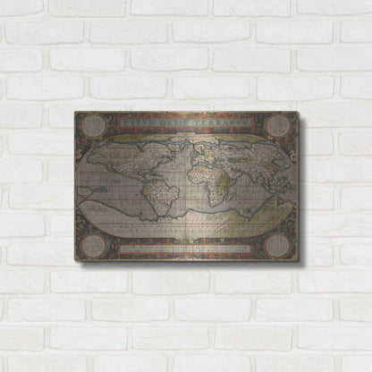 Luxe Metal Art 'Antique World Map 36x48' by Vision Studio Metal Wall Art,24x16