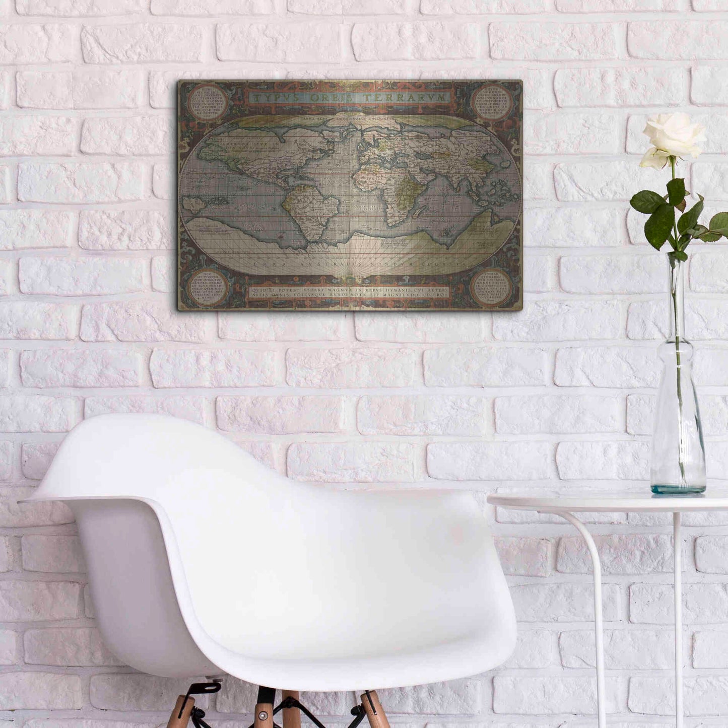 Luxe Metal Art 'Antique World Map 36x48' by Vision Studio Metal Wall Art,24x16