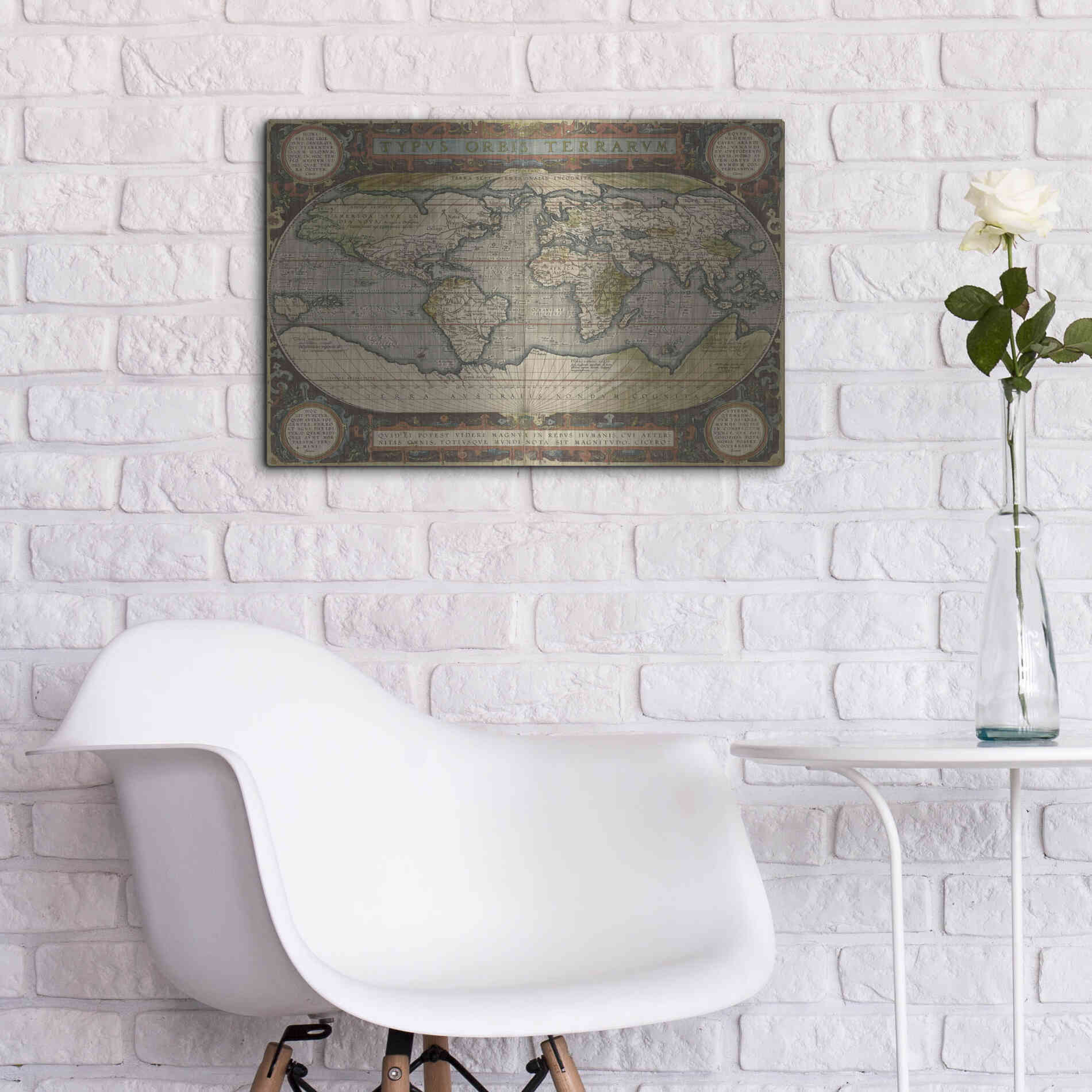 Luxe Metal Art 'Antique World Map 36x48' by Vision Studio Metal Wall Art,24x16