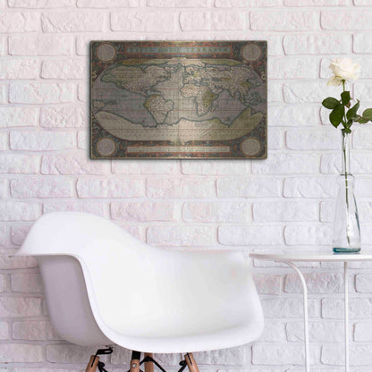 Luxe Metal Art 'Antique World Map 36x48' by Vision Studio Metal Wall Art,24x16