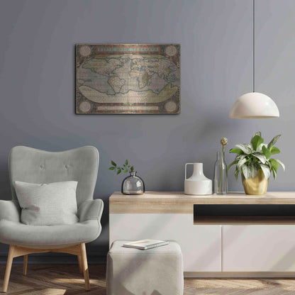 Luxe Metal Art 'Antique World Map 36x48' by Vision Studio Metal Wall Art,24x16
