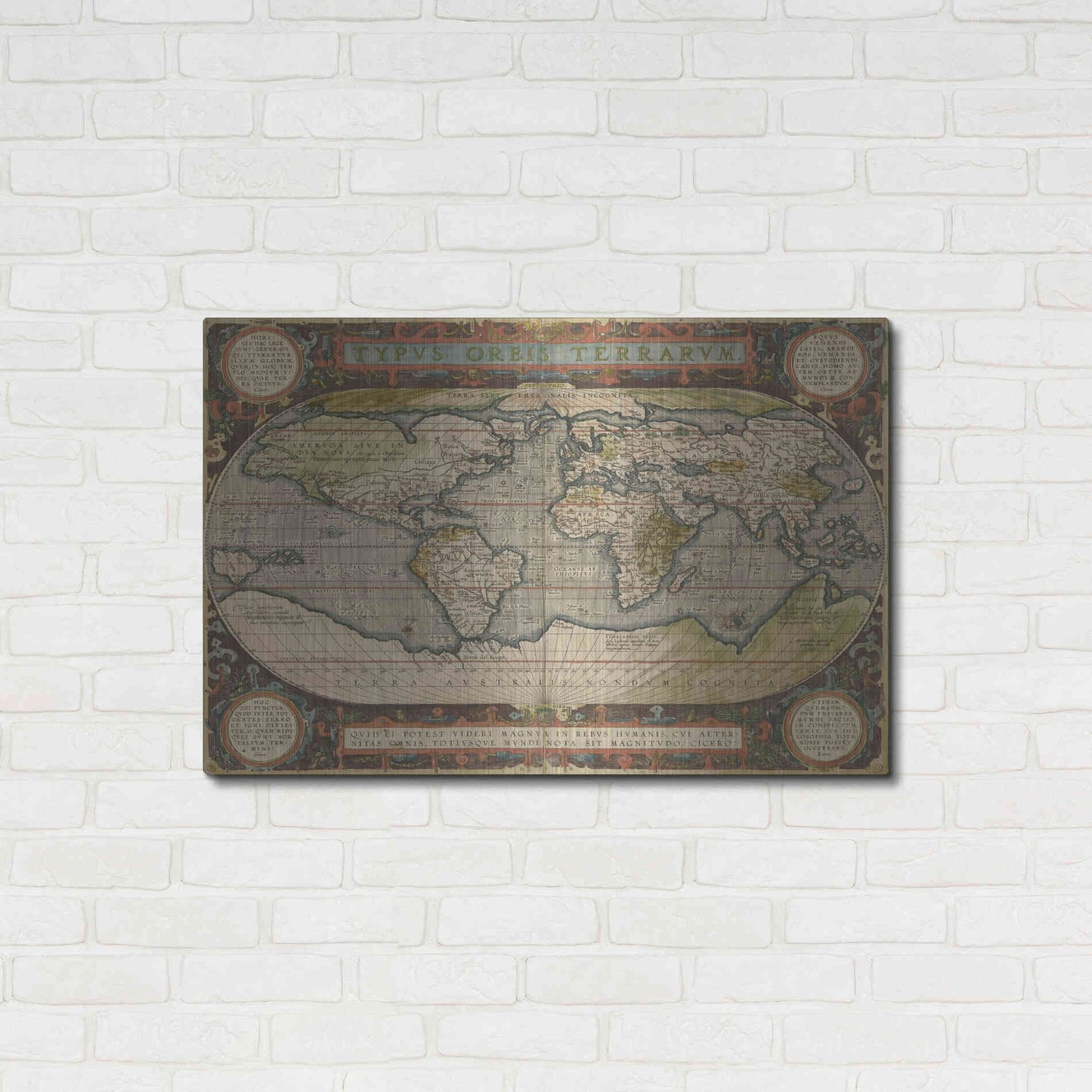 Luxe Metal Art 'Antique World Map 36x48' by Vision Studio Metal Wall Art,36x24