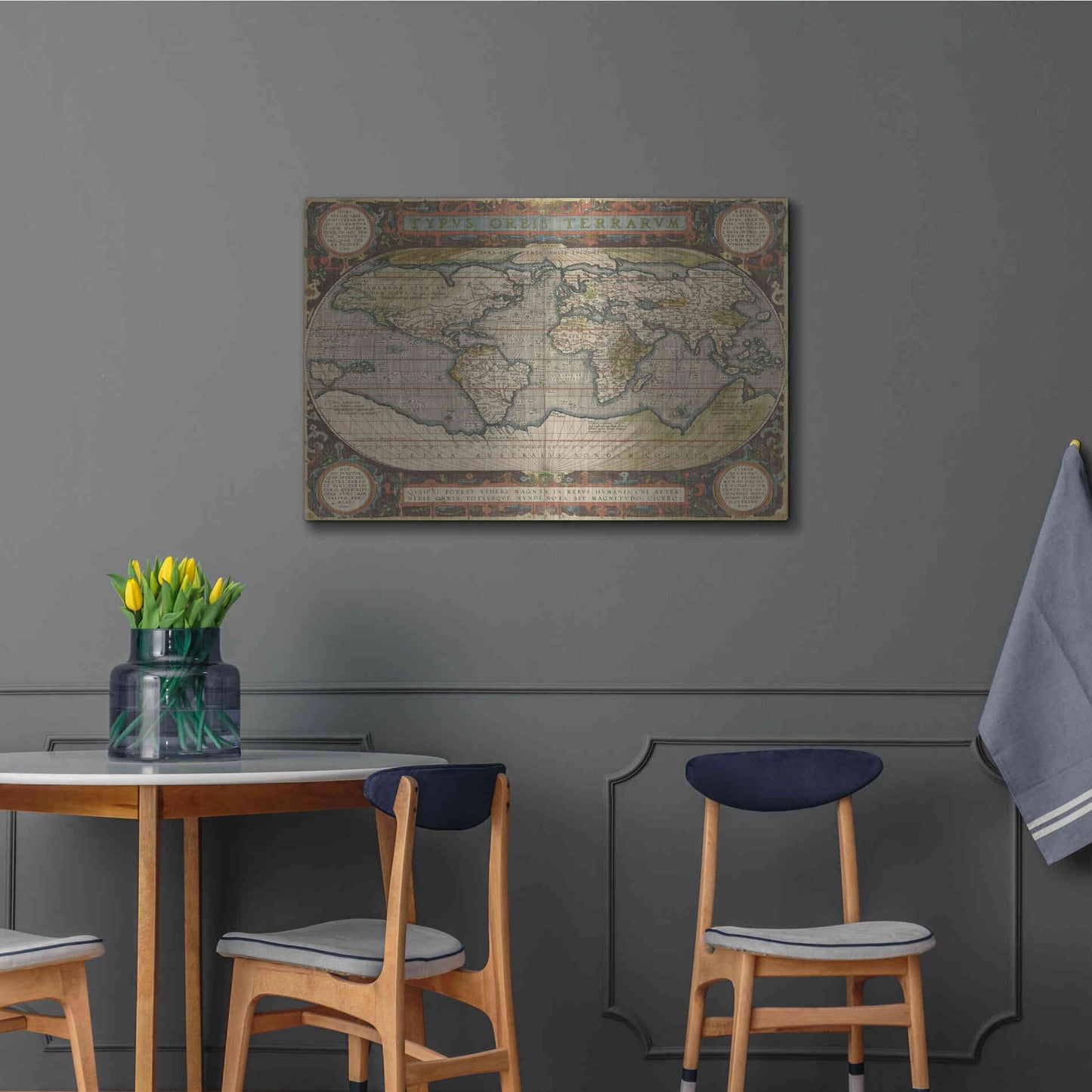 Luxe Metal Art 'Antique World Map 36x48' by Vision Studio Metal Wall Art,36x24