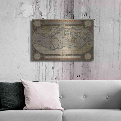 Luxe Metal Art 'Antique World Map 36x48' by Vision Studio Metal Wall Art,36x24