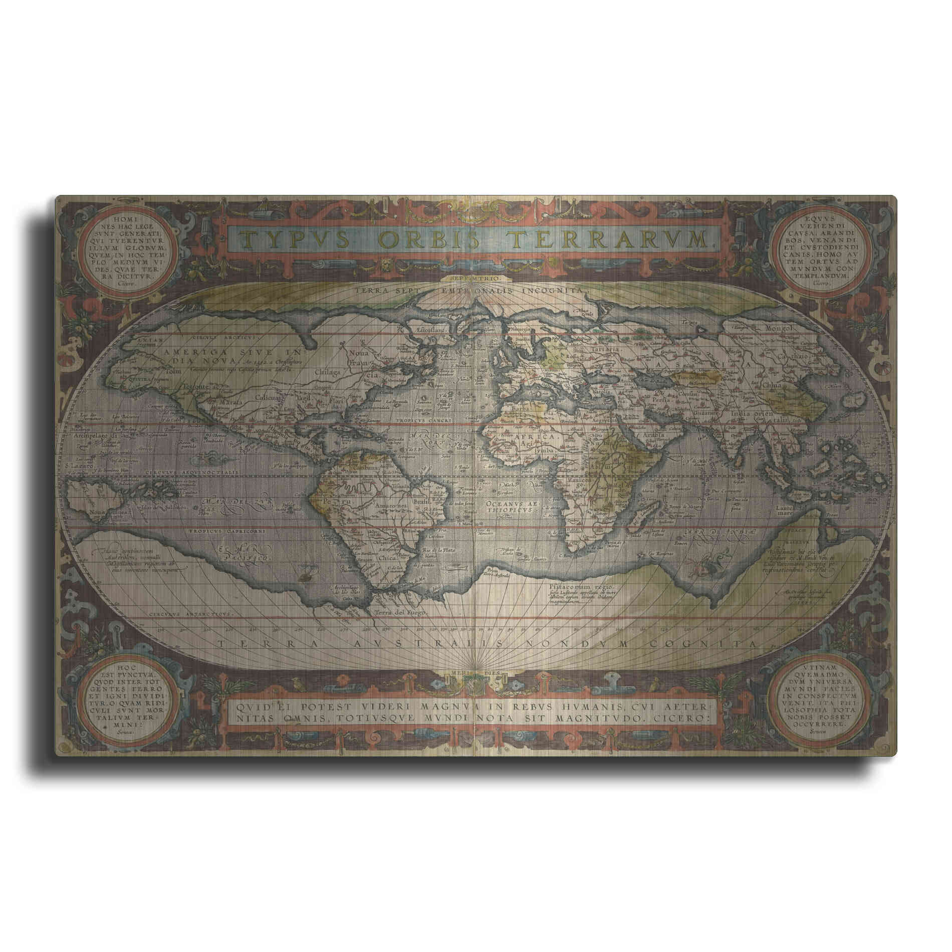 Luxe Metal Art 'Antique World Map 36x48' by Vision Studio Metal Wall Art