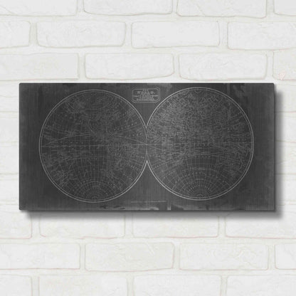 Luxe Metal Art 'Blueprint of the World in Hemispheres' by Vision Studio Metal Wall Art,24x12