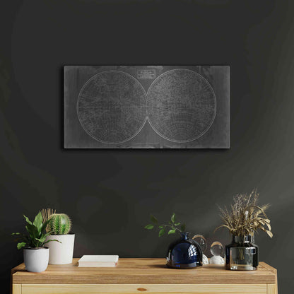 Luxe Metal Art 'Blueprint of the World in Hemispheres' by Vision Studio Metal Wall Art,24x12