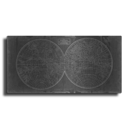 Luxe Metal Art 'Blueprint of the World in Hemispheres' by Vision Studio Metal Wall Art
