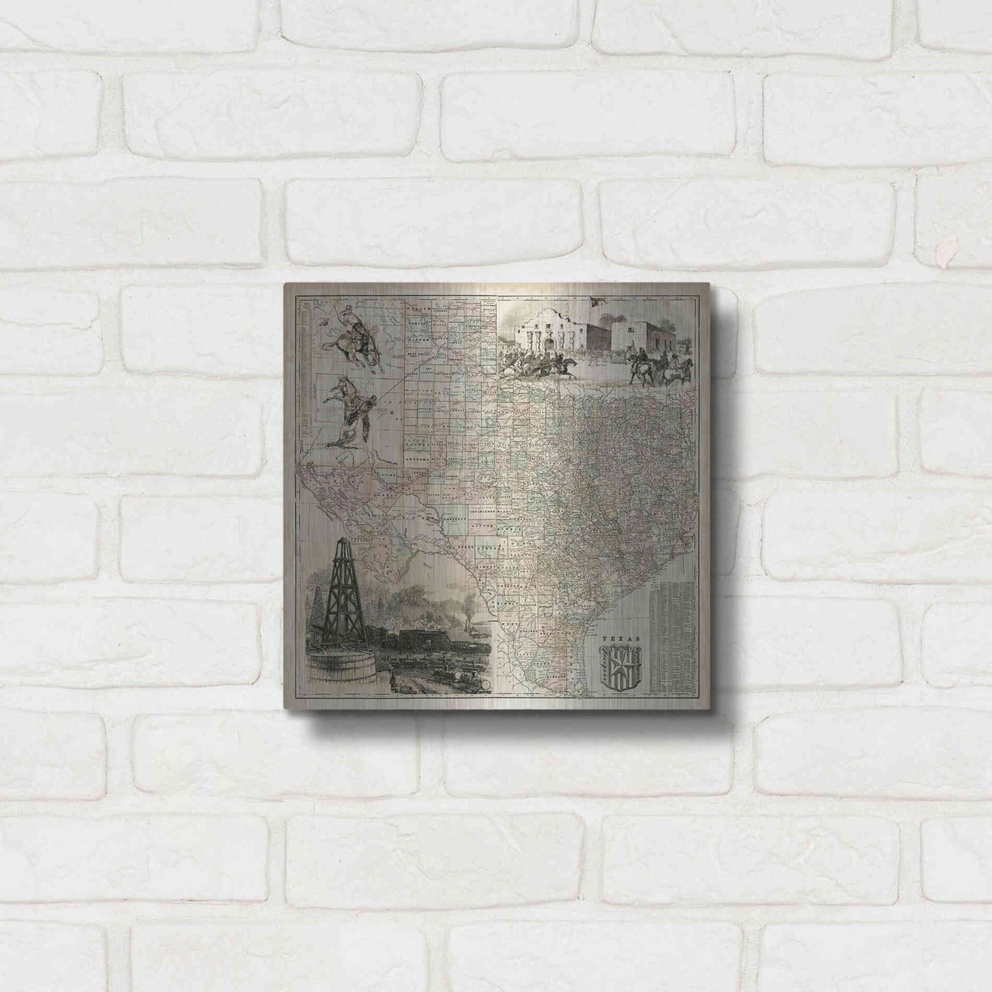 Luxe Metal Art 'Map of Texas' by Vision Studio Metal Wall Art,12x12