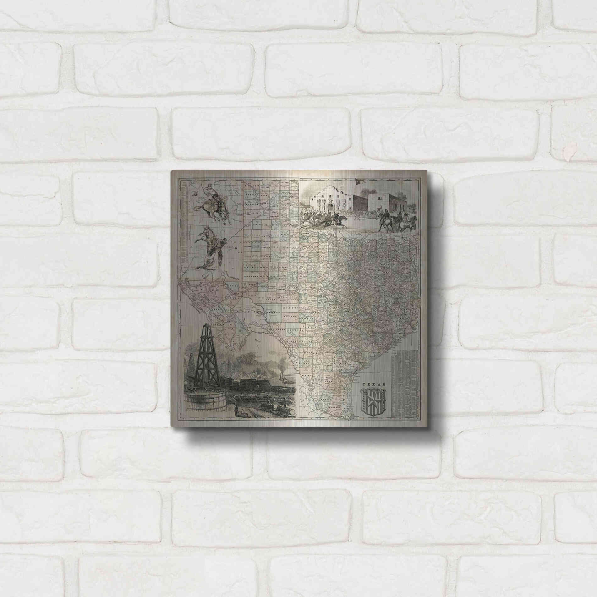 Luxe Metal Art 'Map of Texas' by Vision Studio Metal Wall Art,12x12