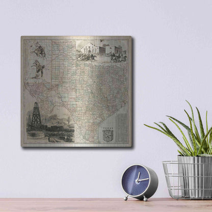 Luxe Metal Art 'Map of Texas' by Vision Studio Metal Wall Art,12x12