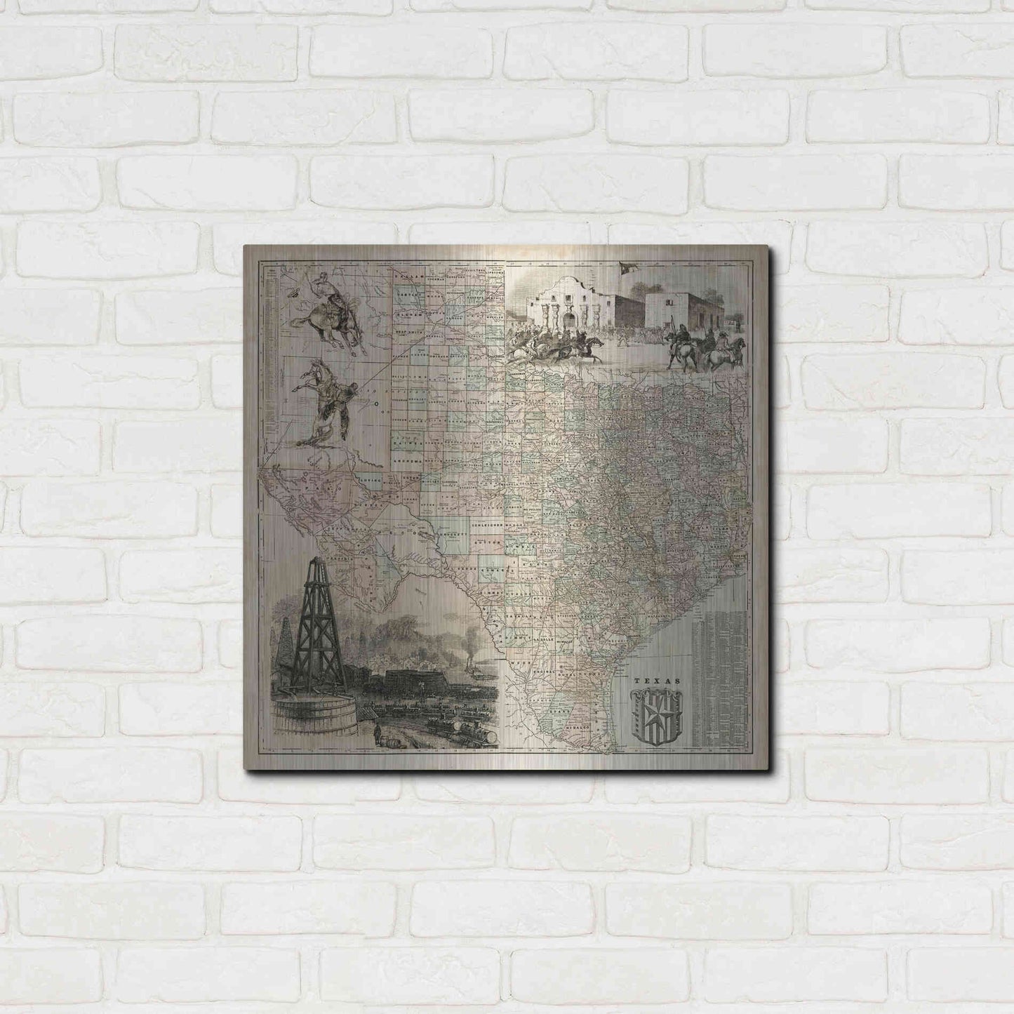Luxe Metal Art 'Map of Texas' by Vision Studio Metal Wall Art,24x24