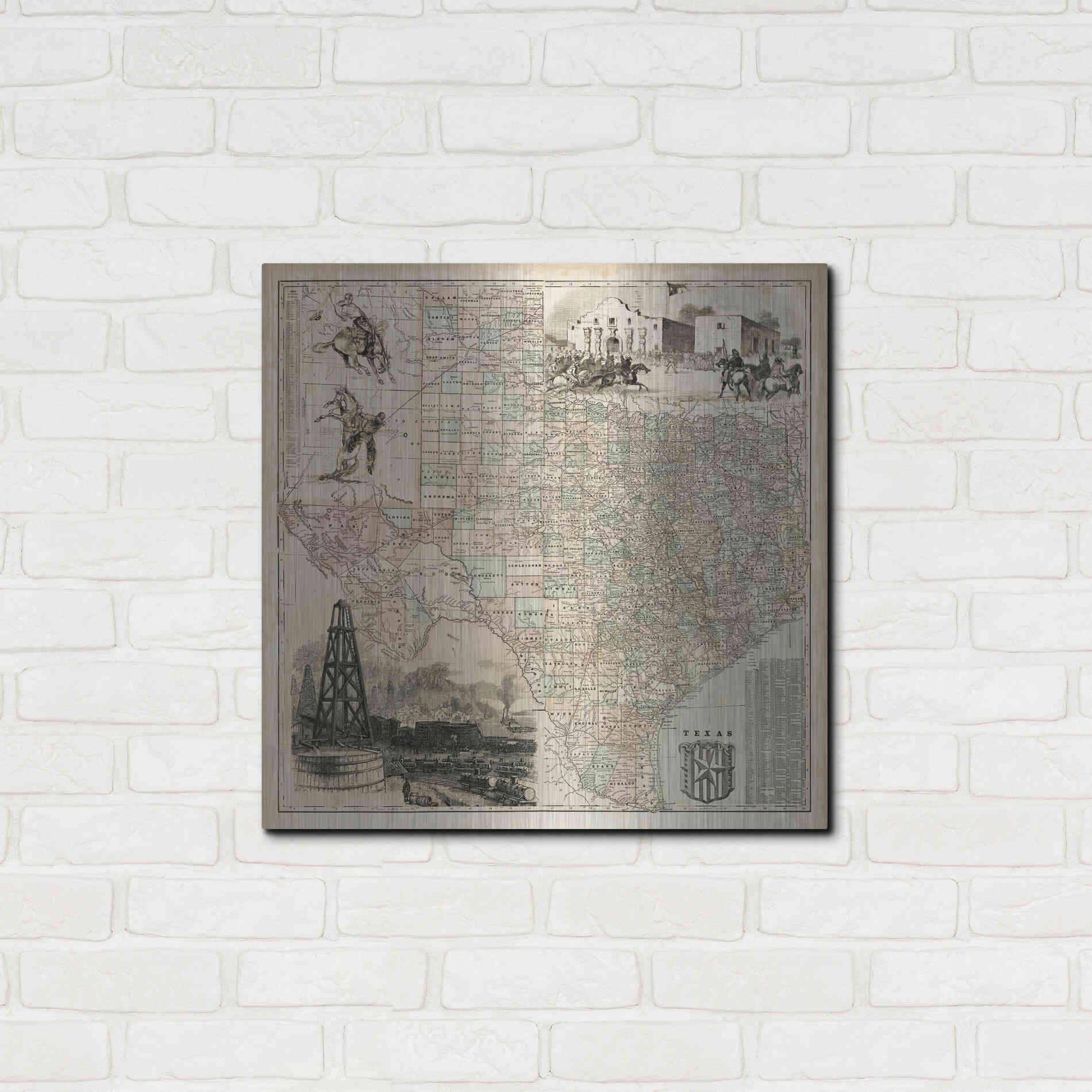 Luxe Metal Art 'Map of Texas' by Vision Studio Metal Wall Art,24x24
