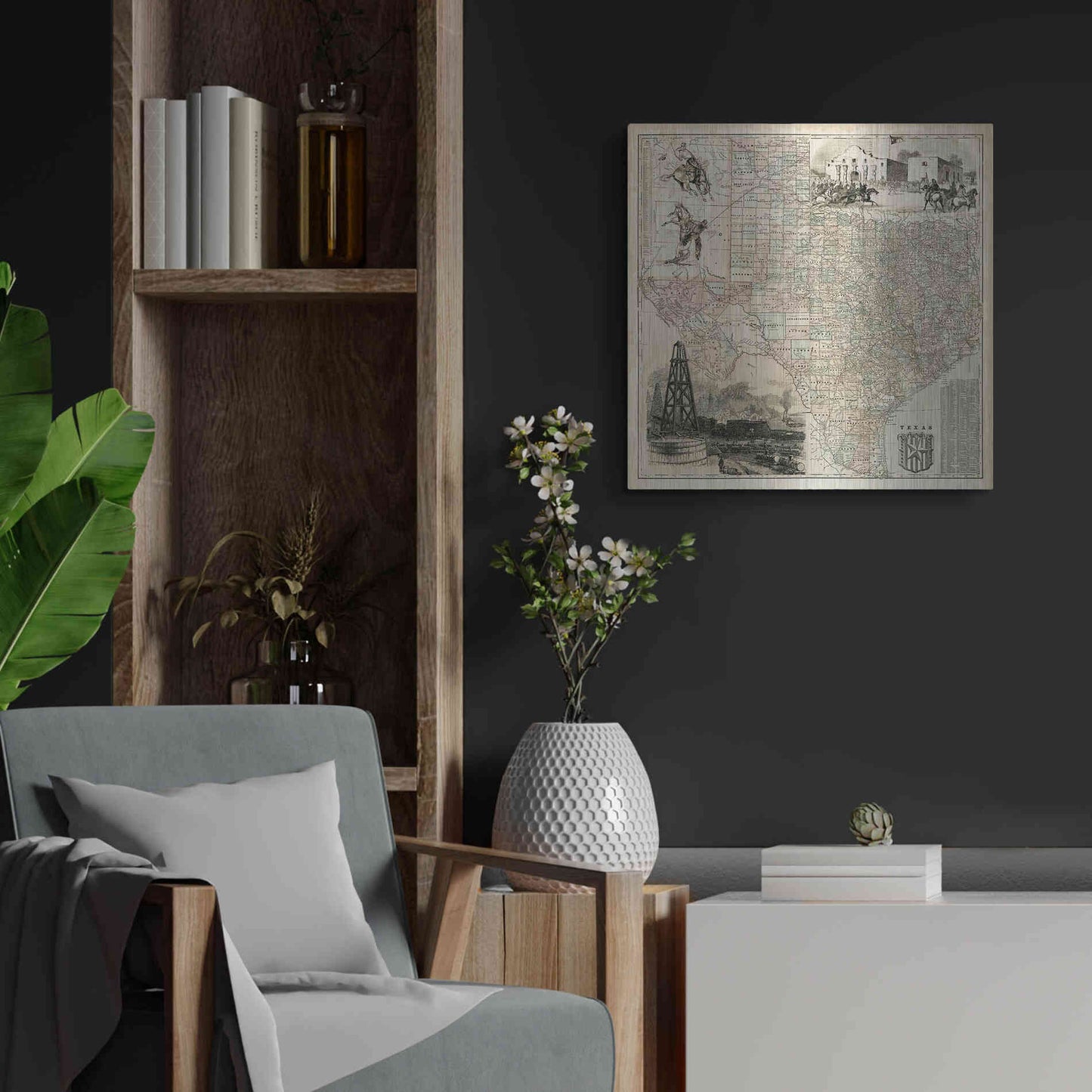 Luxe Metal Art 'Map of Texas' by Vision Studio Metal Wall Art,24x24