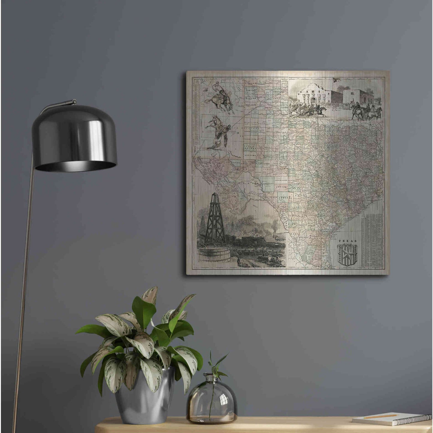 Luxe Metal Art 'Map of Texas' by Vision Studio Metal Wall Art,24x24