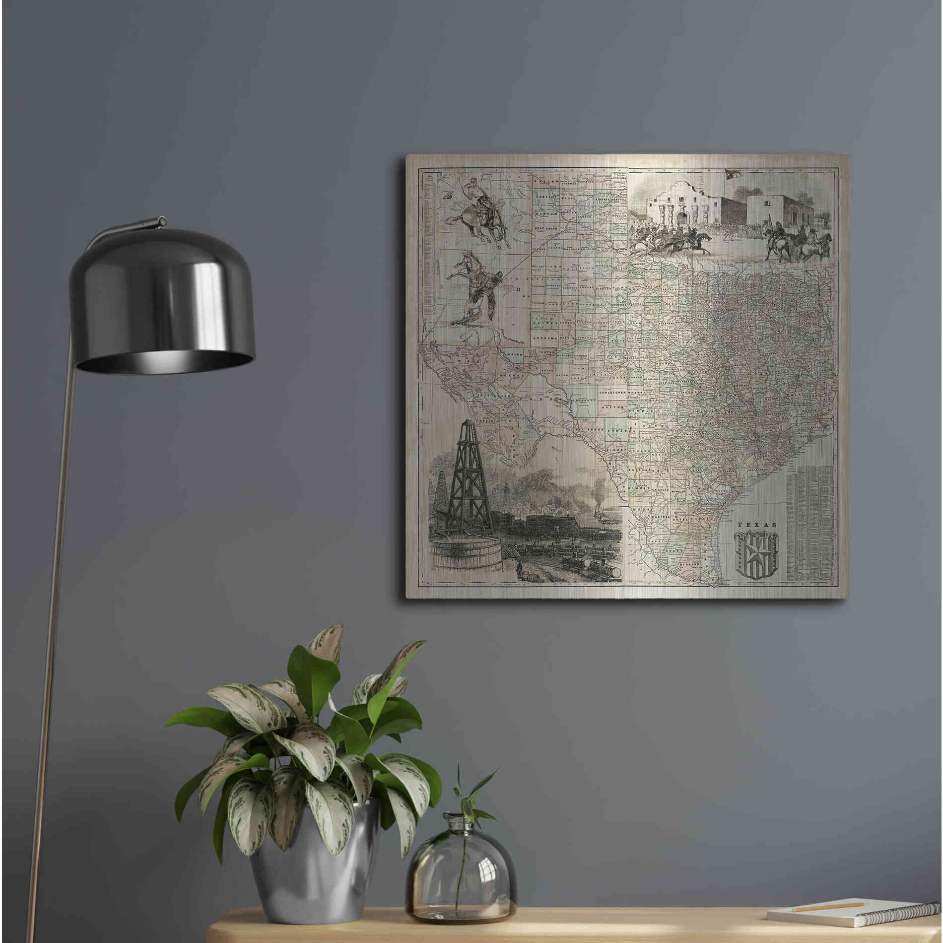 Luxe Metal Art 'Map of Texas' by Vision Studio Metal Wall Art,24x24