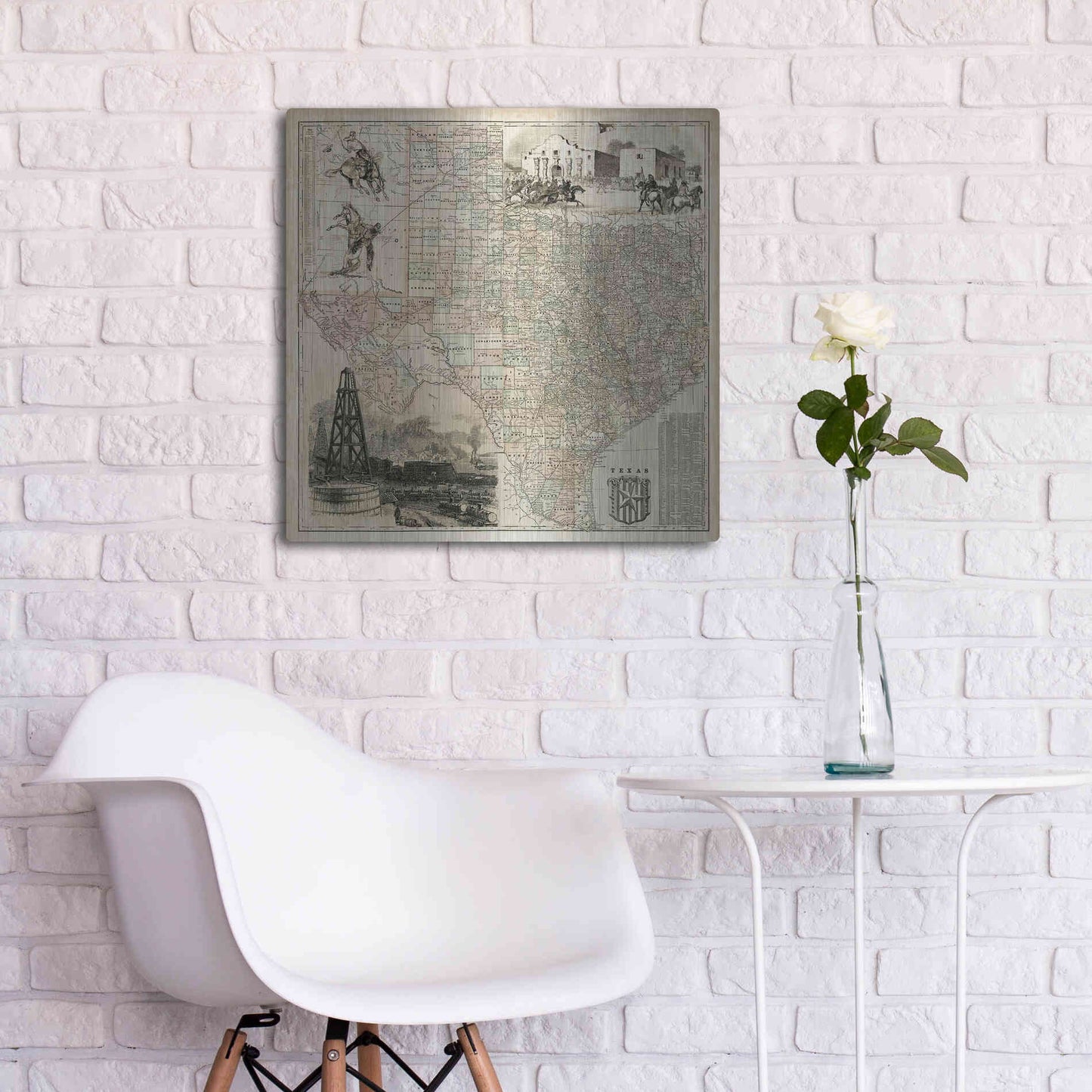 Luxe Metal Art 'Map of Texas' by Vision Studio Metal Wall Art,24x24
