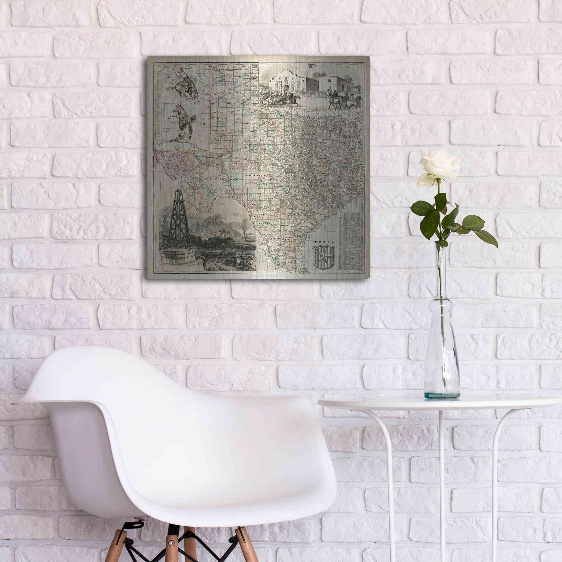 Luxe Metal Art 'Map of Texas' by Vision Studio Metal Wall Art,24x24