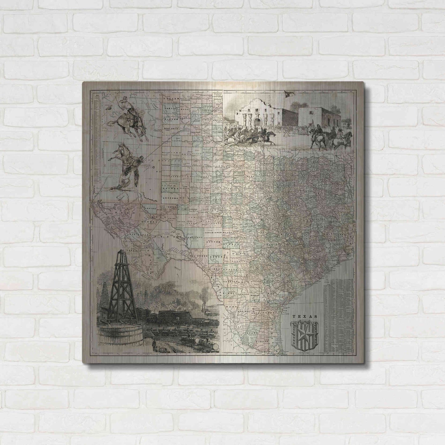 Luxe Metal Art 'Map of Texas' by Vision Studio Metal Wall Art,36x36
