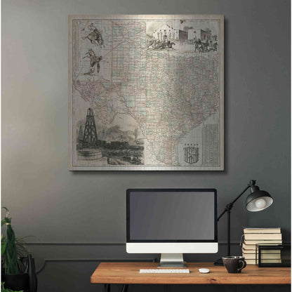 Luxe Metal Art 'Map of Texas' by Vision Studio Metal Wall Art,36x36