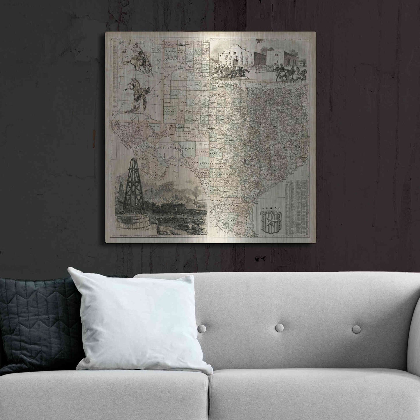 Luxe Metal Art 'Map of Texas' by Vision Studio Metal Wall Art,36x36