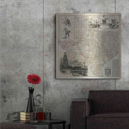 Luxe Metal Art 'Map of Texas' by Vision Studio Metal Wall Art,36x36