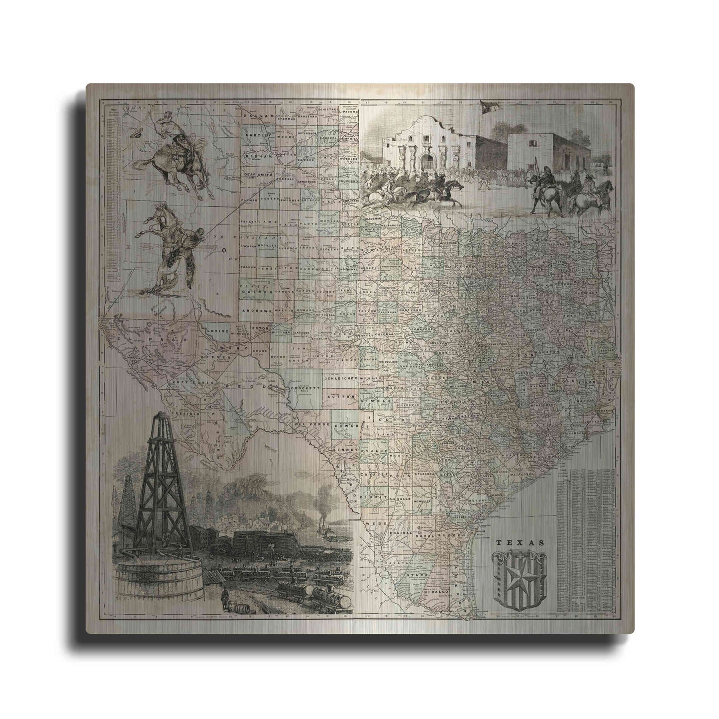 Luxe Metal Art 'Map of Texas' by Vision Studio Metal Wall Art