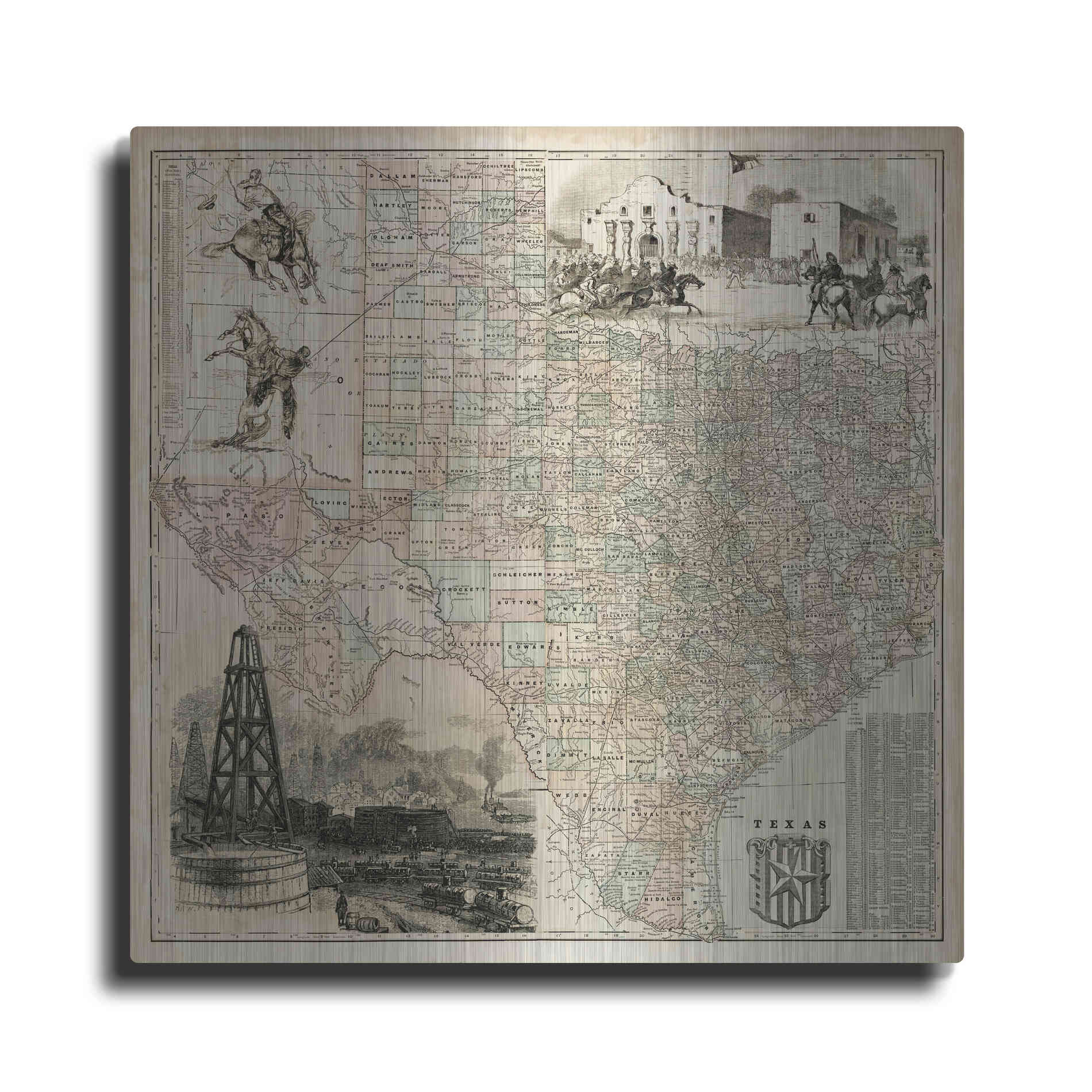 Luxe Metal Art 'Map of Texas' by Vision Studio Metal Wall Art