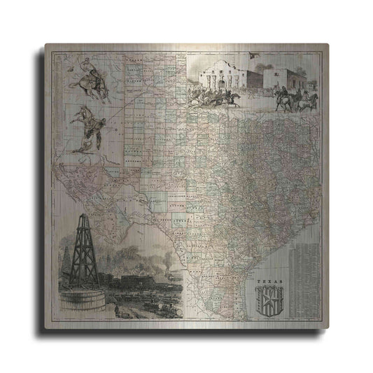 Luxe Metal Art 'Map of Texas' by Vision Studio Metal Wall Art